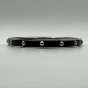 Coach Vintage Brown‎ Enamel and Silver Tone Nailhead Bangle Bracelet